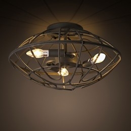 Plafoniera a filo retrò mini in metallo dipinto 3 lampadine E12/E14