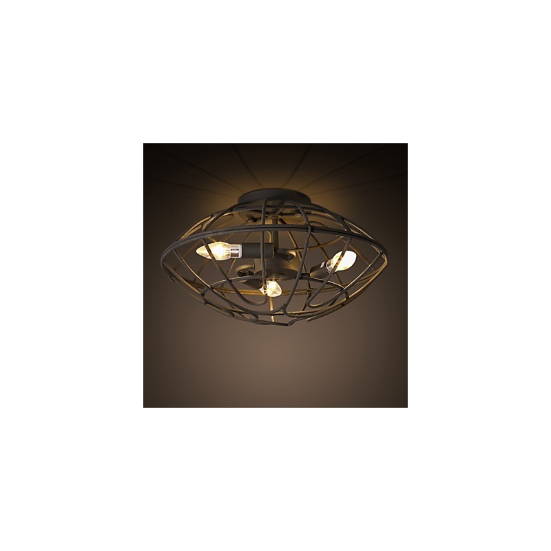Plafoniera a filo retrò mini in metallo dipinto 3 lampadine E12/E14