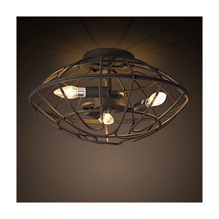 Plafoniera a filo retrò mini in metallo dipinto 3 lampadine E12/E14