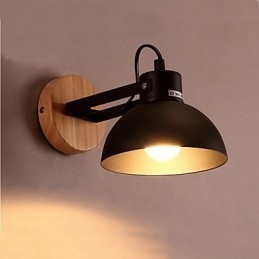 Applique da parete moderna contemporanea rustica in legno/bambù, faretto da incasso E27