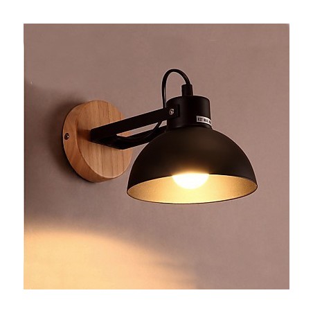 Applique da parete moderna contemporanea rustica in legno/bambù, faretto da incasso E27