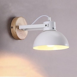 Applique da parete moderna contemporanea rustica in legno/bambù, faretto da incasso E27