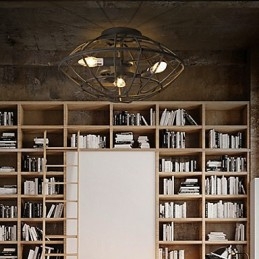 Plafoniera a filo retrò mini in metallo dipinto 3 lampadine E12/E14