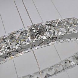 Lampadario classico cromato in metallo e cristallo, 2 livelli, LED integrato