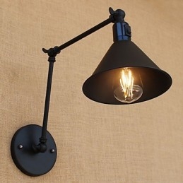 Applique da parete country retrò con braccio oscillante, protezione occhi, stile mini, verniciata
