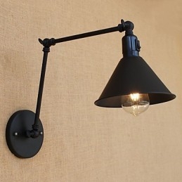 Applique da parete country retrò con braccio oscillante, protezione occhi, stile mini, verniciata