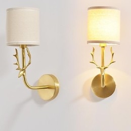 Applique da parete vintage classica semplice in ottone mini luce ambientale