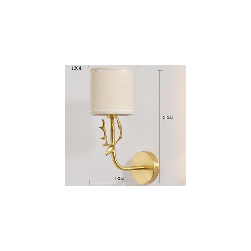 Applique da parete vintage classica semplice in ottone mini luce ambientale