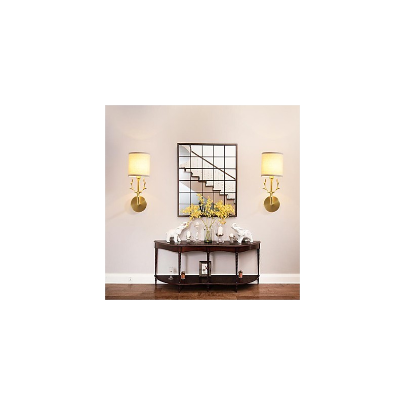 Applique da parete vintage classica semplice in ottone mini luce ambientale