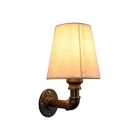 Applique da parete rustica in bronzo strofinato a olio con paralume in tessuto