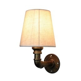 Applique da parete rustica in bronzo strofinato a olio con paralume in tessuto