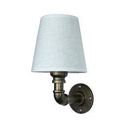 Applique da parete rustica in bronzo strofinato a olio con paralume in tessuto
