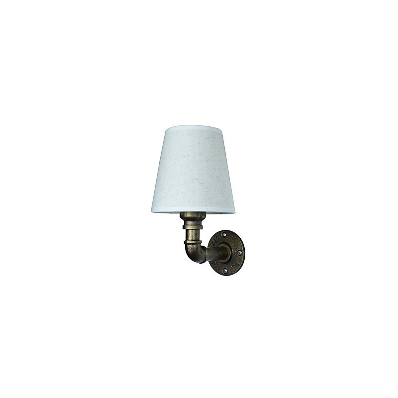 Applique da parete rustica in bronzo strofinato a olio con paralume in tessuto