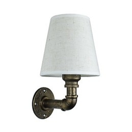 Applique da parete rustica in bronzo strofinato a olio con paralume in tessuto