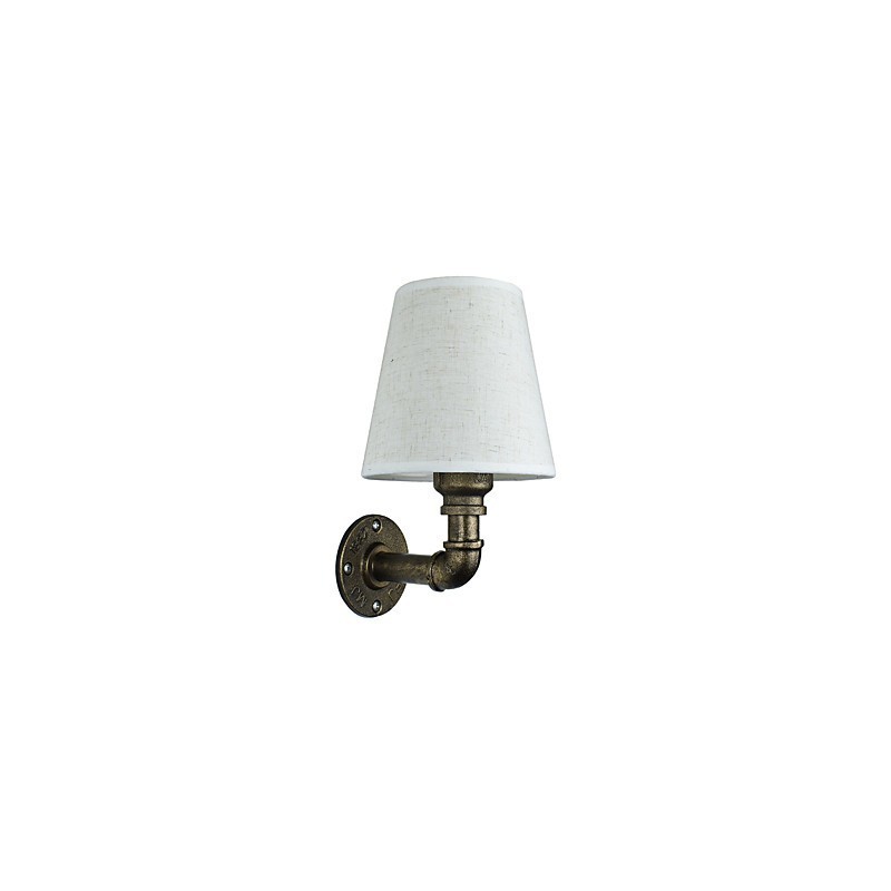 Applique da parete rustica in bronzo strofinato a olio con paralume in tessuto