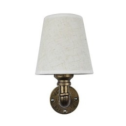 Applique da parete rustica in bronzo strofinato a olio con paralume in tessuto