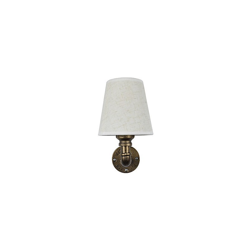 Applique da parete rustica in bronzo strofinato a olio con paralume in tessuto