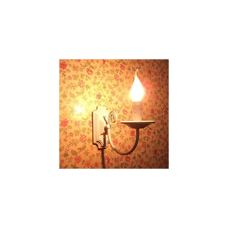 Applique da parete moderna semplice a candela, testa singola, braccio oscillante, E12/E14
