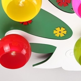 Plafoniera a filo moderna contemporanea in legno e bambù con diffusore in vetro, verde