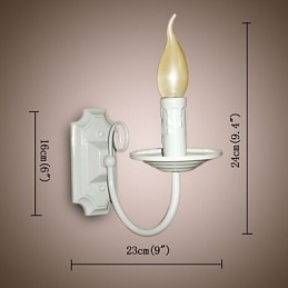 Applique da parete moderna semplice a candela, testa singola, braccio oscillante, E12/E14