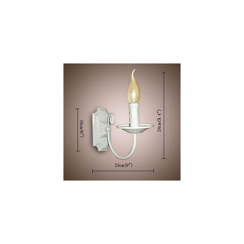 Applique da parete moderna semplice a candela, testa singola, braccio oscillante, E12/E14