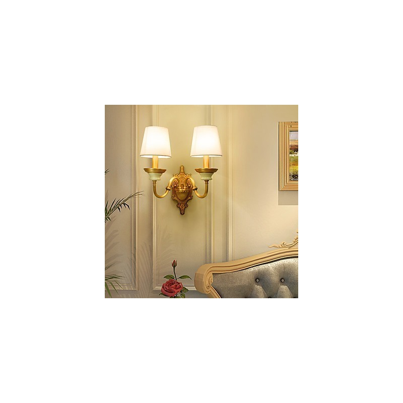 Applique da parete classica in ottone, stile country, mini, luce verso l'alto