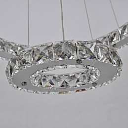 Lampadario classico cromato in metallo e cristallo, 2 livelli, LED integrato
