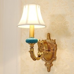 Applique da parete classica tradizionale in ottone, stile mini uplight, lampadina inclusa