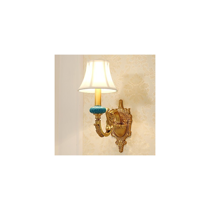 Applique da parete classica tradizionale in ottone, stile mini uplight, lampadina inclusa
