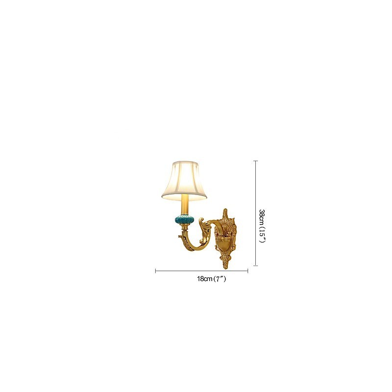 Applique da parete classica tradizionale in ottone, stile mini uplight, lampadina inclusa