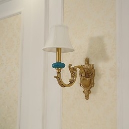 Applique da parete classica tradizionale in ottone, stile mini uplight, lampadina inclusa