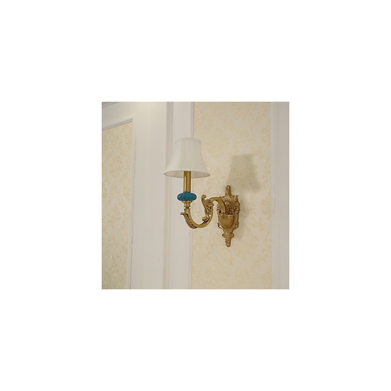 Applique da parete classica tradizionale in ottone, stile mini uplight, lampadina inclusa