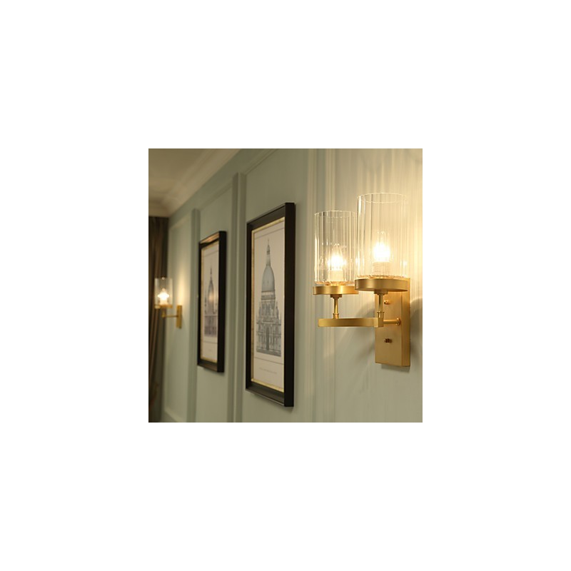 Applique da parete in ottone stile country tradizionale/classico, luce verso l'alto, mini