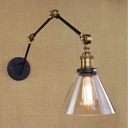 Applique da parete retrò vintage country con braccio oscillante, verniciata, luce ambientale, E26/E27