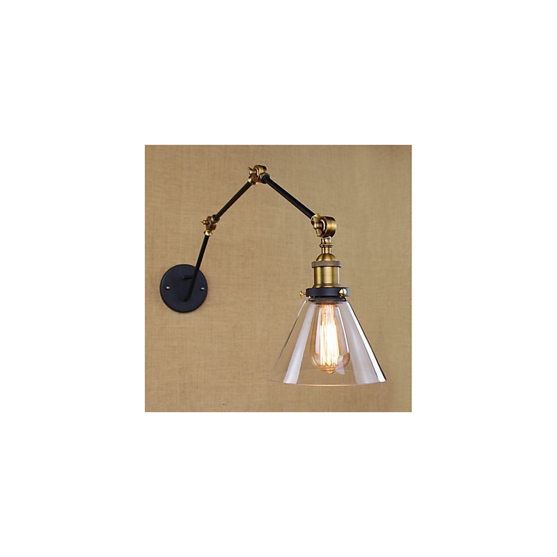 Applique da parete retrò vintage country con braccio oscillante, verniciata, luce ambientale, E26/E27