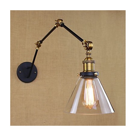 Applique da parete retrò vintage country con braccio oscillante, verniciata, luce ambientale, E26/E27