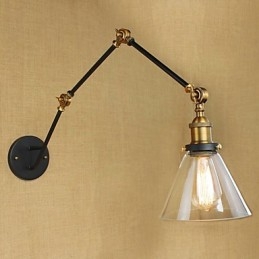 Applique da parete retrò vintage country con braccio oscillante, verniciata, luce ambientale, E26/E27