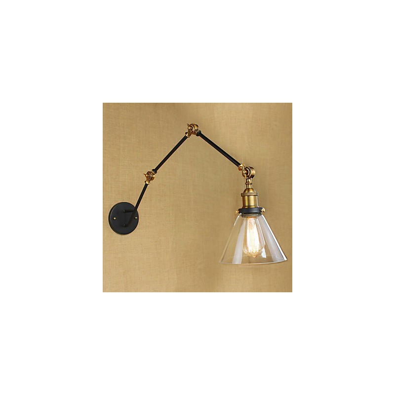 Applique da parete retrò vintage country con braccio oscillante, verniciata, luce ambientale, E26/E27