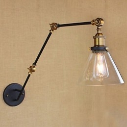 Applique da parete retrò vintage country con braccio oscillante, verniciata, luce ambientale, E26/E27