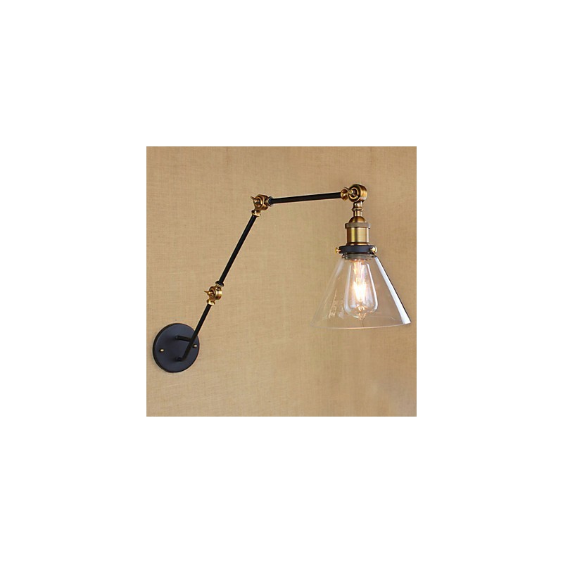 Applique da parete retrò vintage country con braccio oscillante, verniciata, luce ambientale, E26/E27