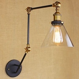 Applique da parete retrò vintage country con braccio oscillante, verniciata, luce ambientale, E26/E27