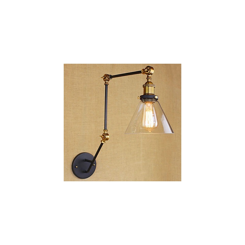 Applique da parete retrò vintage country con braccio oscillante, verniciata, luce ambientale, E26/E27