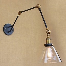 Applique da parete retrò vintage country con braccio oscillante, verniciata, luce ambientale, E26/E27