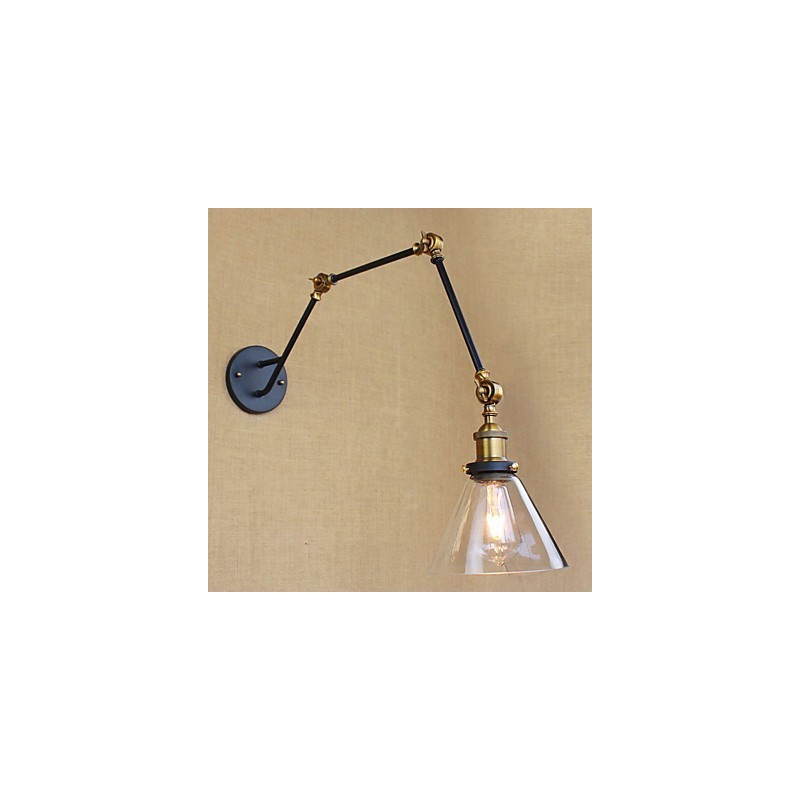 Applique da parete retrò vintage country con braccio oscillante, verniciata, luce ambientale, E26/E27