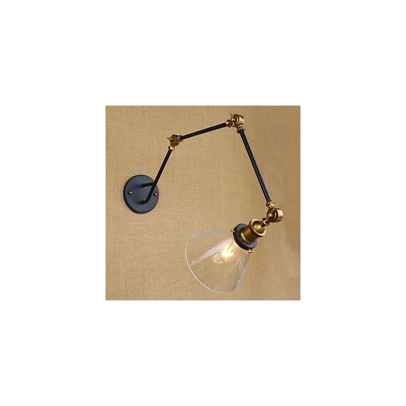 Applique da parete retrò vintage country con braccio oscillante, verniciata, luce ambientale, E26/E27