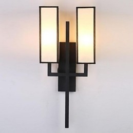 Applique da parete vintage in tessuto e metallo E27 2 lampadine 20x33 cm