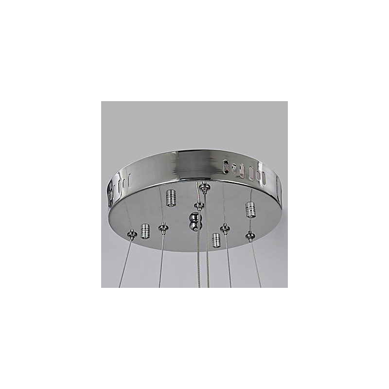 Lampadario classico cromato in metallo e cristallo, 2 livelli, LED integrato