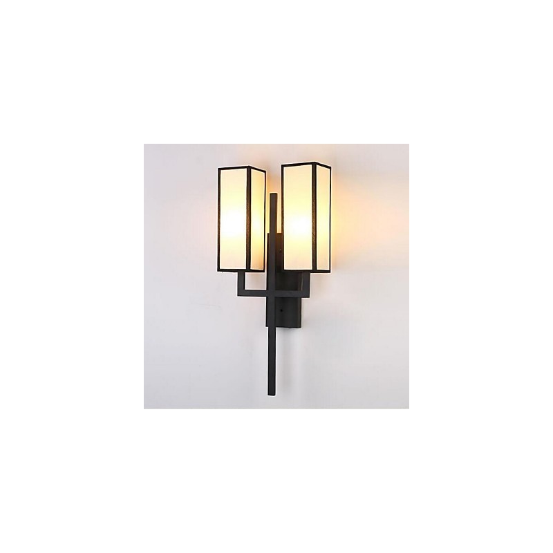 Applique da parete vintage in tessuto e metallo E27 2 lampadine 20x33 cm