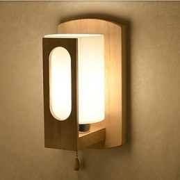 Applique da parete moderna contemporanea uplight in vetro e legno/bambù E27