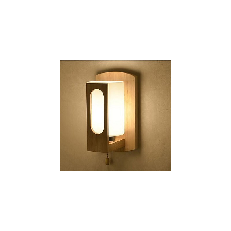 Applique da parete moderna contemporanea uplight in vetro e legno/bambù E27